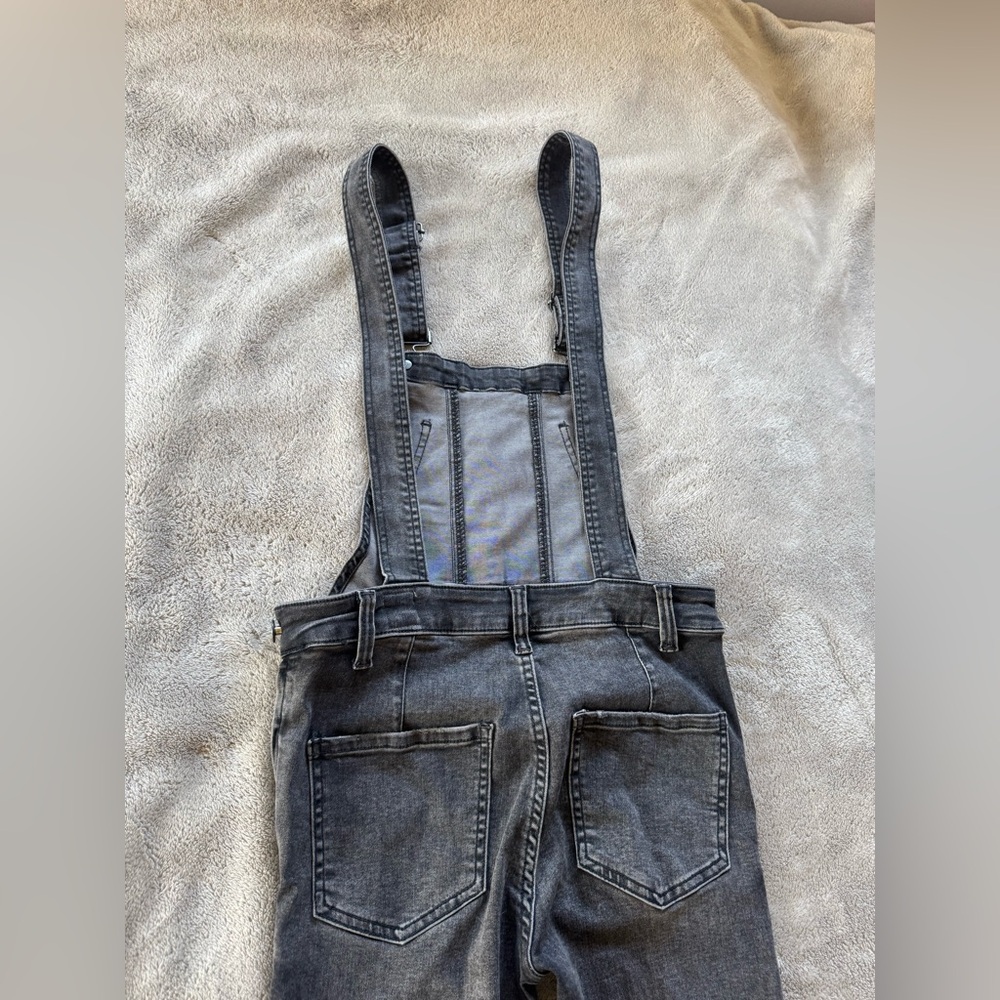 Free People We The Free Black Carly Mid Rise Flare Overalls Size 24 - Picture 7 of 11